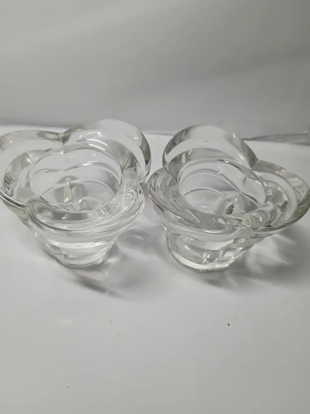 Borgonovo VTG 1950-1970 Set 2 Italian Glass Crystal Tealight Candle Holders - Picture 2 of 6